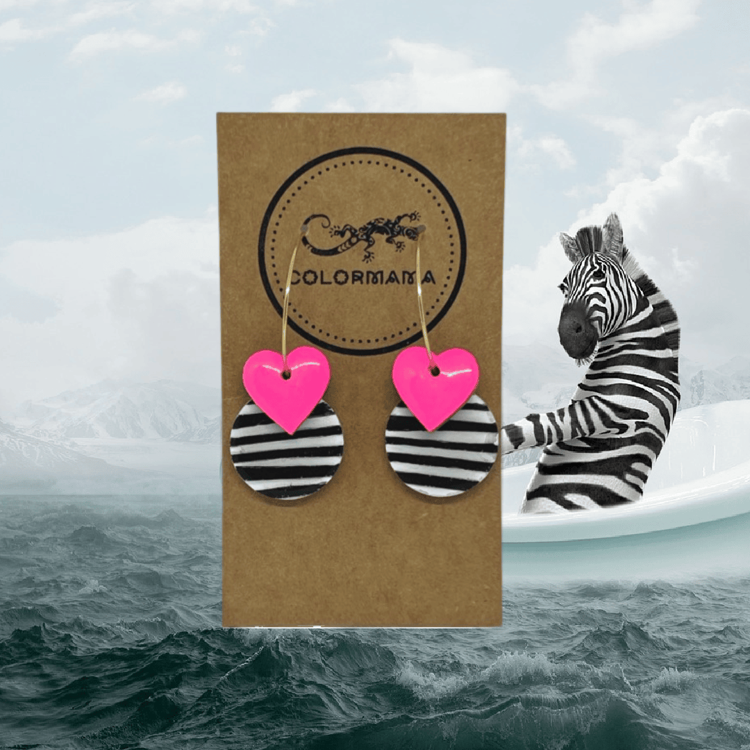 Kolczyki drewniane Zebra Love