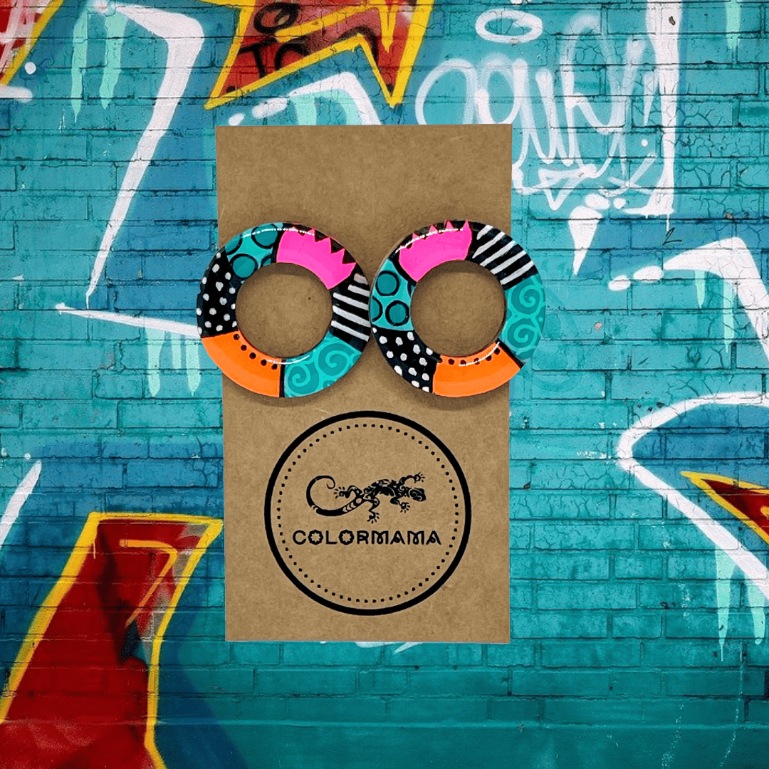 kolczyki drewniane Graffiti Circles