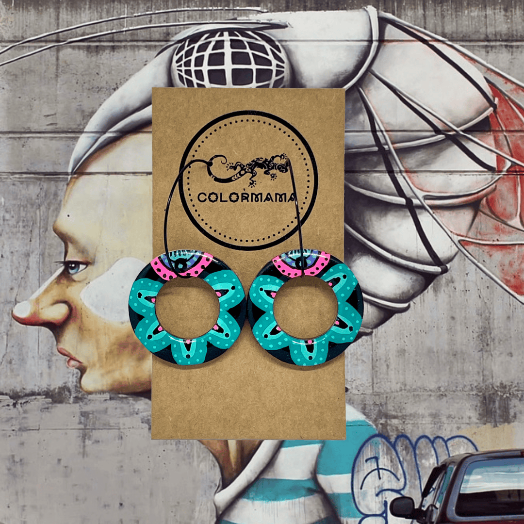 kolczyki drewniane Geometric Bloom