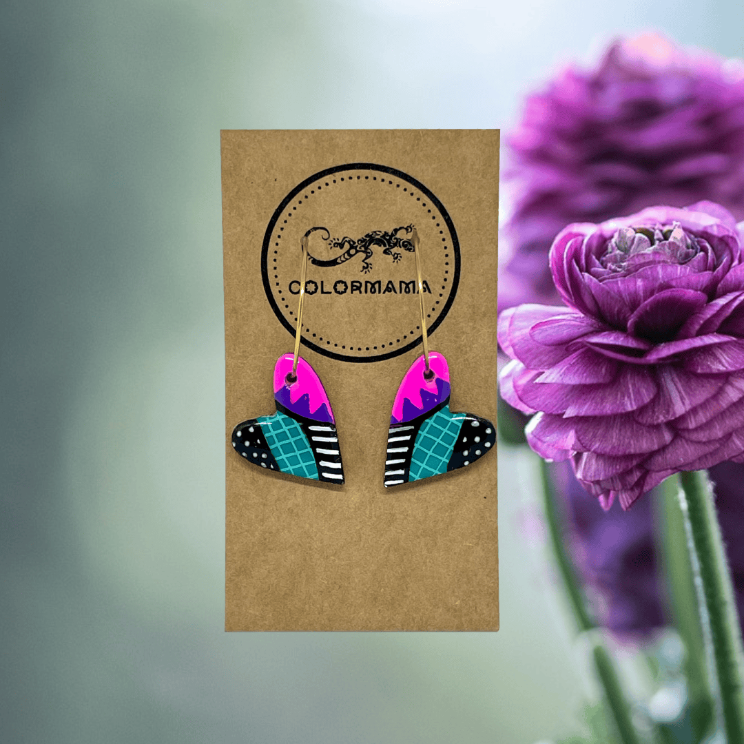 kolczyki drewniane Kaleidoscope Heart