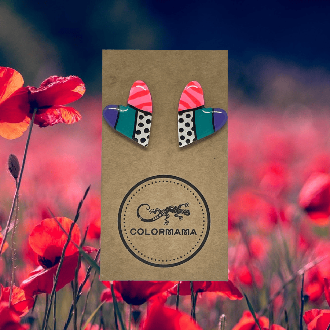 kolczyki drewniane Eclectic Hearts