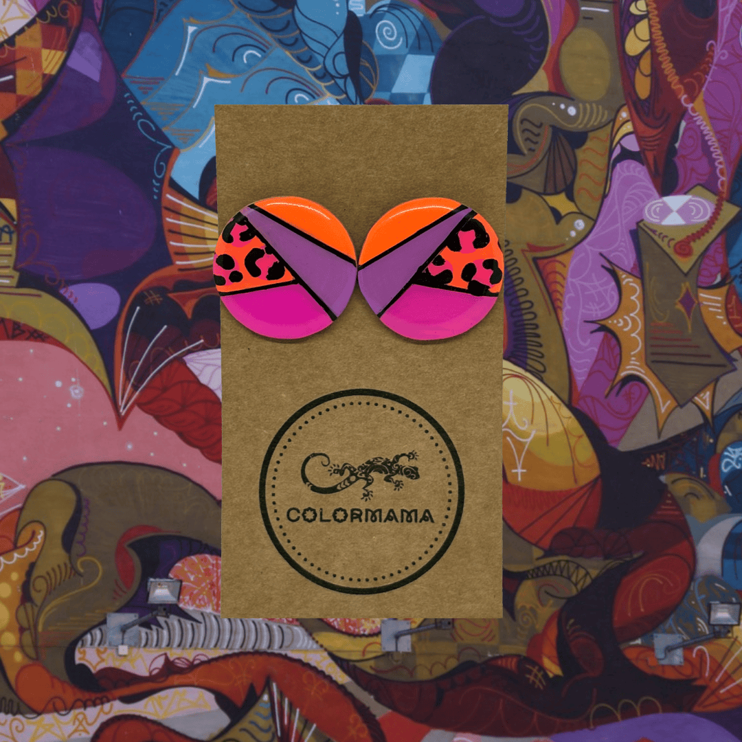 kolczyki drewniane split panther