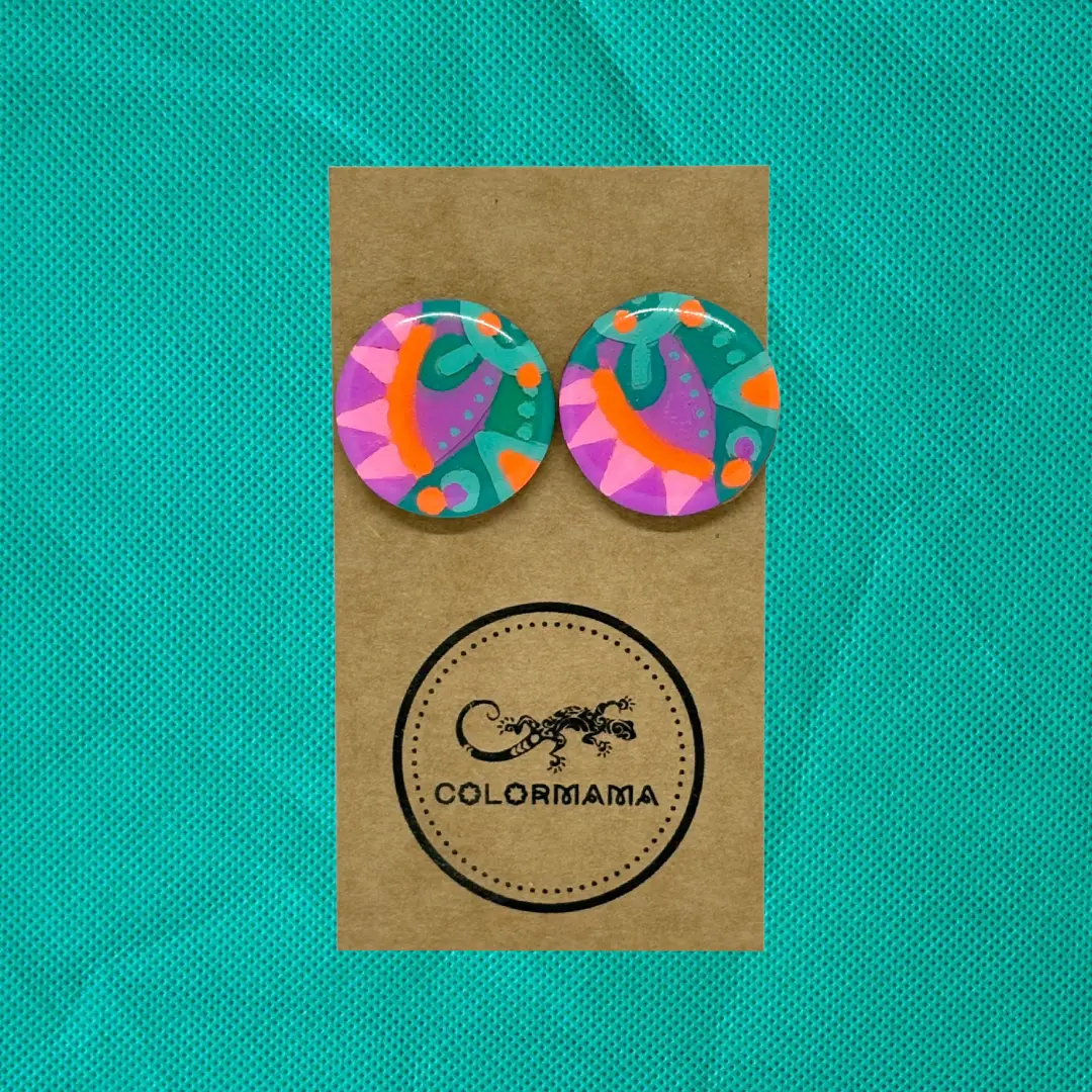 kolczyki drewniane tropical flow